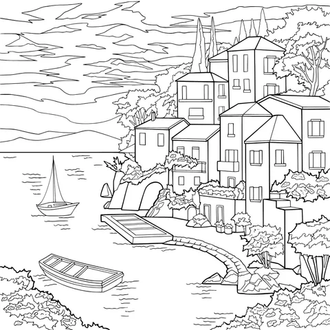 Scenery of a Colorful Seaside Town