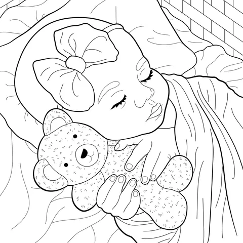 Sleeping Baby with Teddy Bear