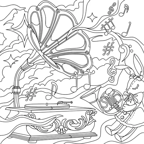 Rabbit's Musical Fantasy with Gramophone