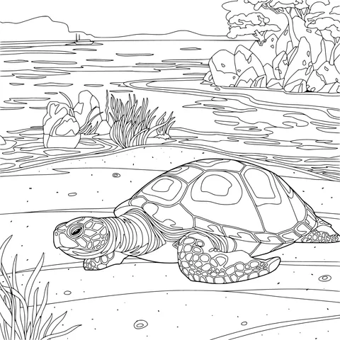 A Sea Turtle on the Beach