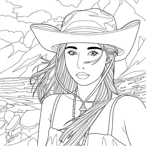 Woman wearing a cowboy hat