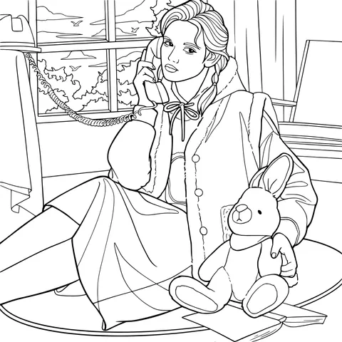 A lady making a phone - call while sitting