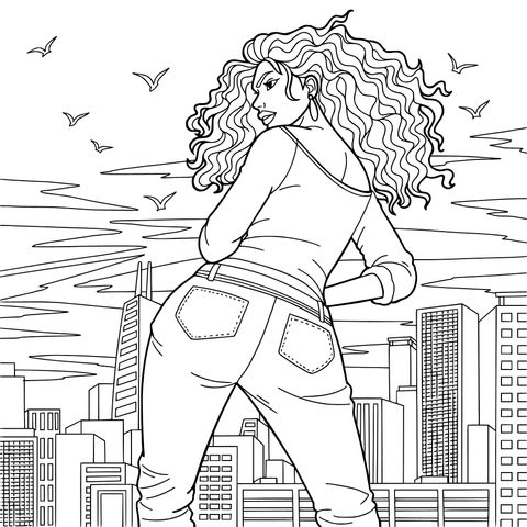 城市暮色中的女子