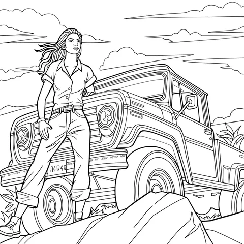 Lady Standing Beside an Off - road Truck