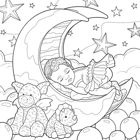Baby Sleeping on a Crescent Moon