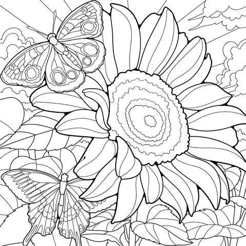 Sunflower and Butterflies
