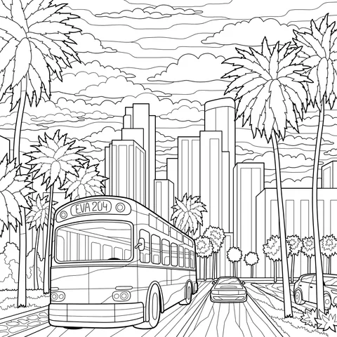 Bus and cars on a city street