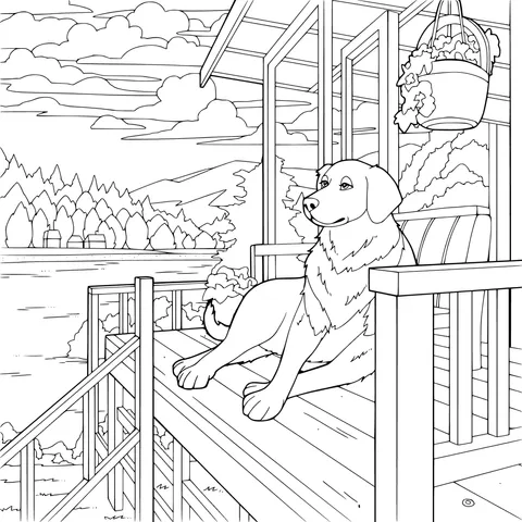 Dog on the patio at sunset