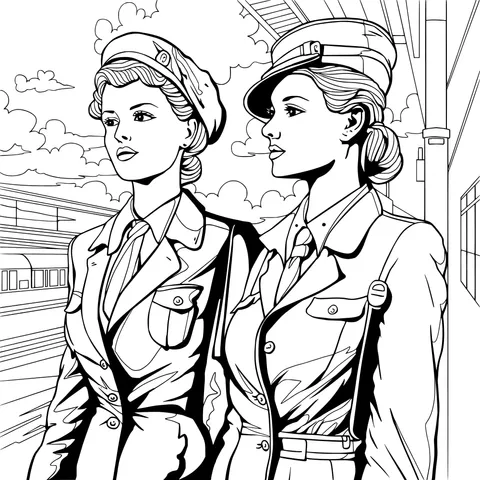 Two female flight attendants