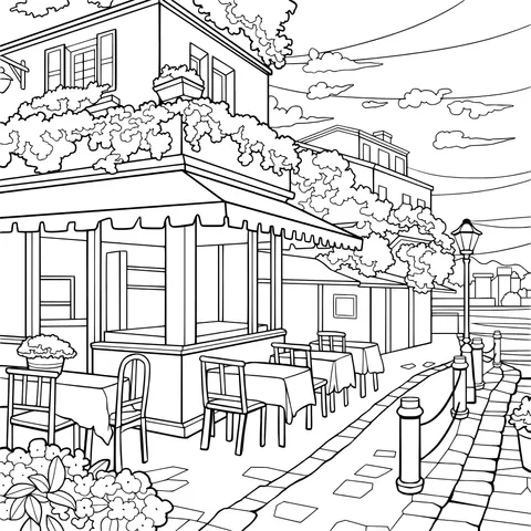 Romantic Cafe by the River