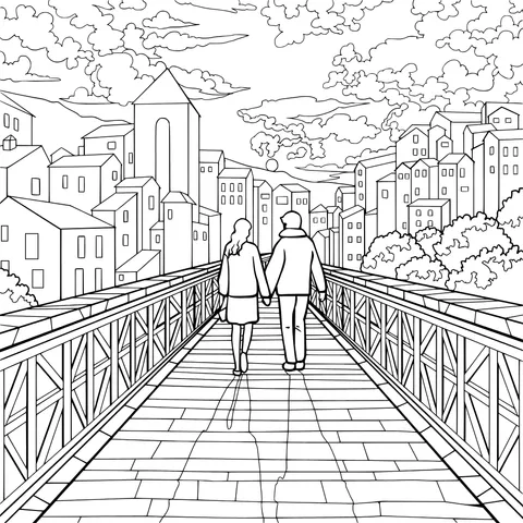 Lovers Strolling under the Sunset
