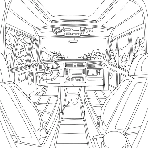 Interior of a vintage van