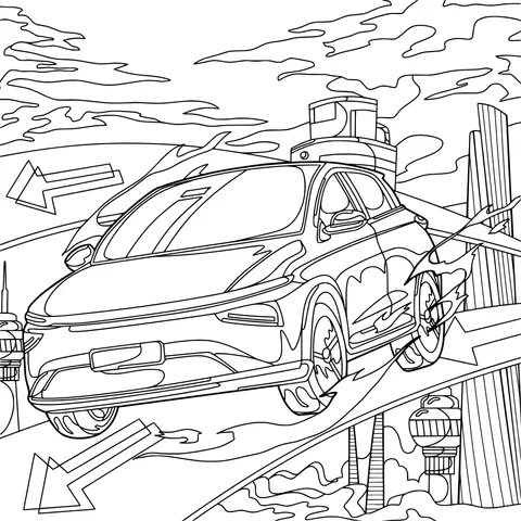 Colorful Car Driving in the City