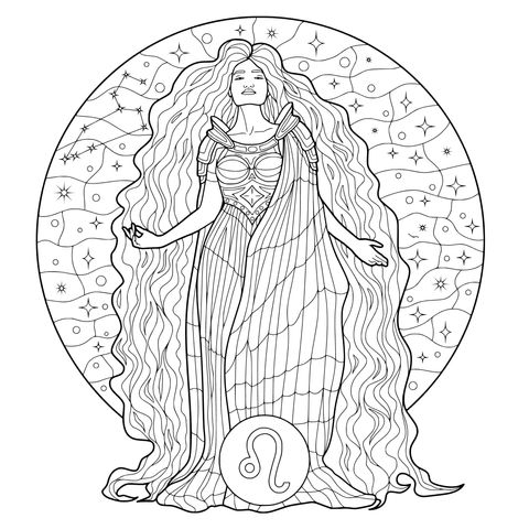 Leo Zodiac - themed Coloring Page