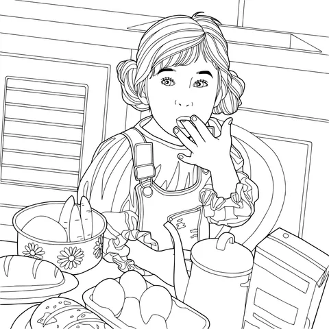 Little girl in the kitchen