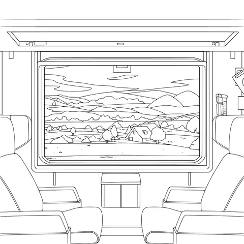 Scenery outside the window in a train carriage