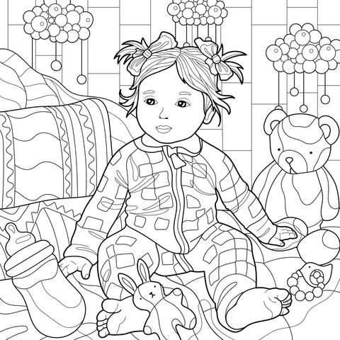 Adorable Baby Coloring Page Illustration