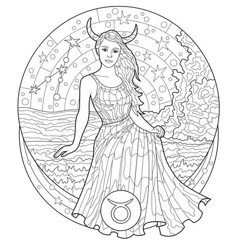 Taurus Zodiac - themed Coloring Page