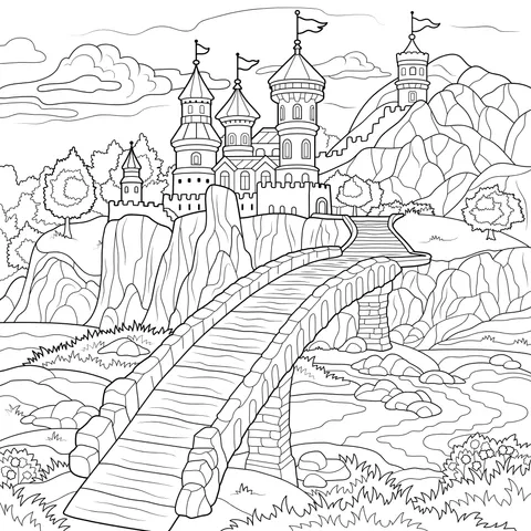 Dreamy Castle and Stone Bridge