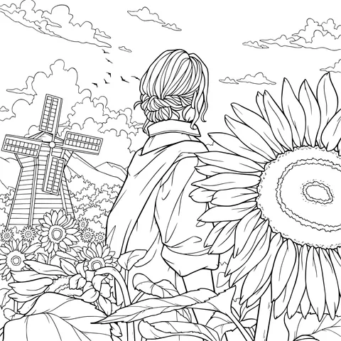 Woman in a Sunflower Field