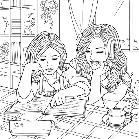 Mother - daughter reading together