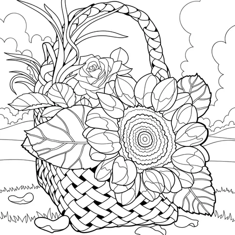 Basket Filled with Flowers