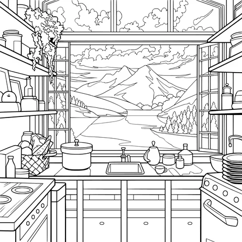 Kitchen with Mountain View