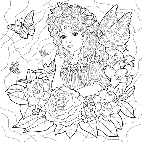 Butterfly Fairy in the Flower丛