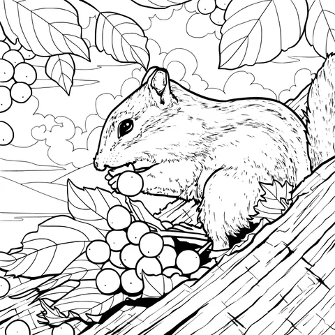 Chipmunk enjoying red berries