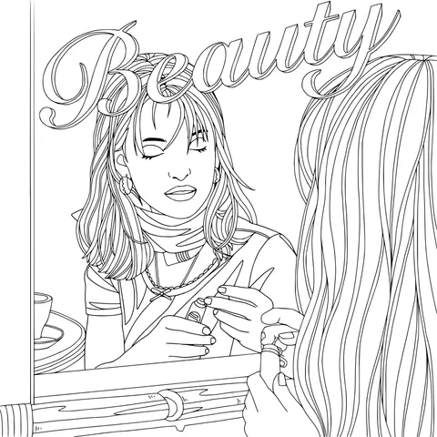 Woman looking in the mirror