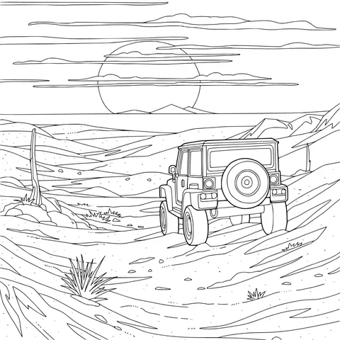 Off - road Adventure at Sunset in the Desert