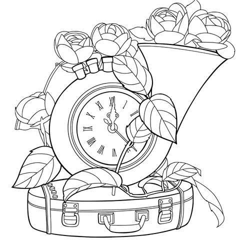 Roses, Pocket - watch and Suitcase