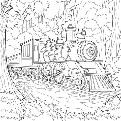 Steam Train in the Forest