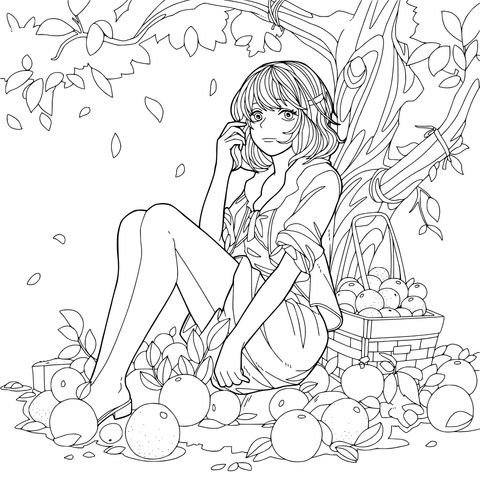 树下的橘子少女