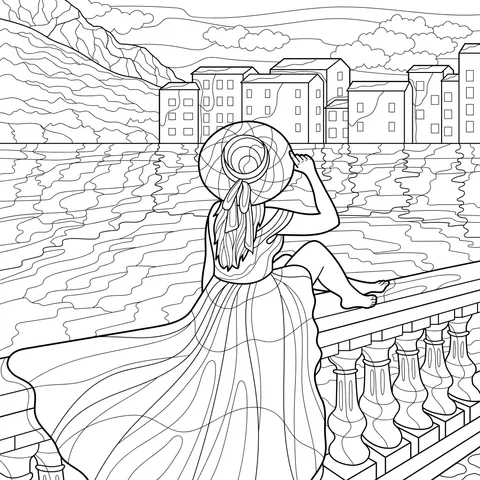 Woman enjoying the scenery by the riverside