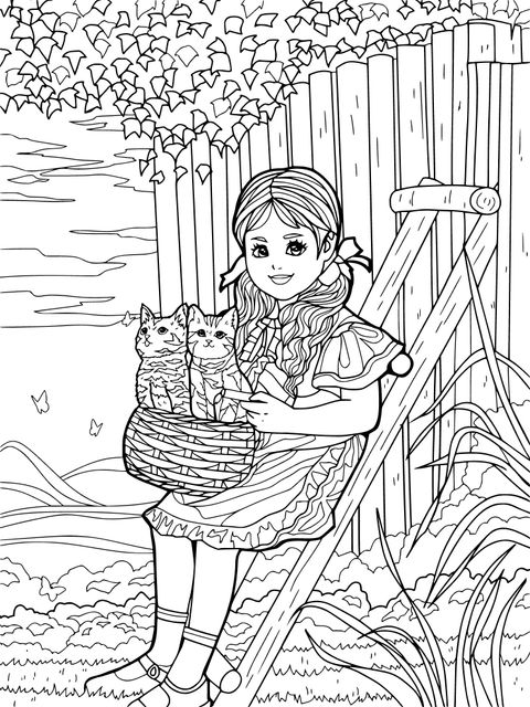女孩与猫咪的温馨时光