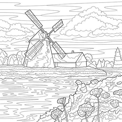 Rural Windmill Landscape