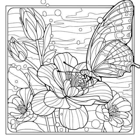 Colorful Butterfly among Flowers