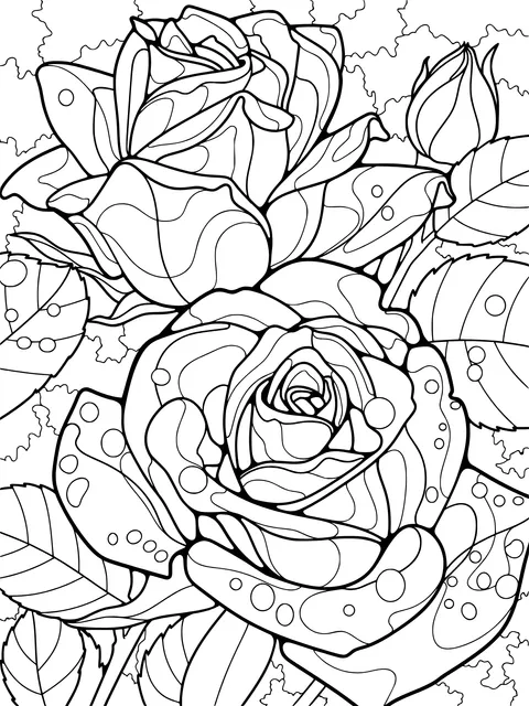 Colorful Roses with Dew Drops