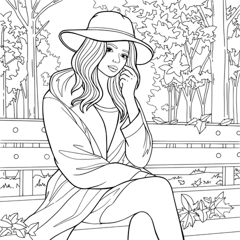 Woman on a bench in autumn