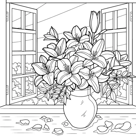Lilies in a Vase by the Window