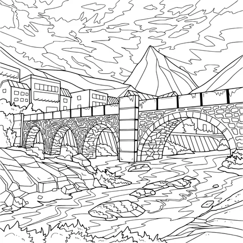 Scenery of Stone Bridge by the River