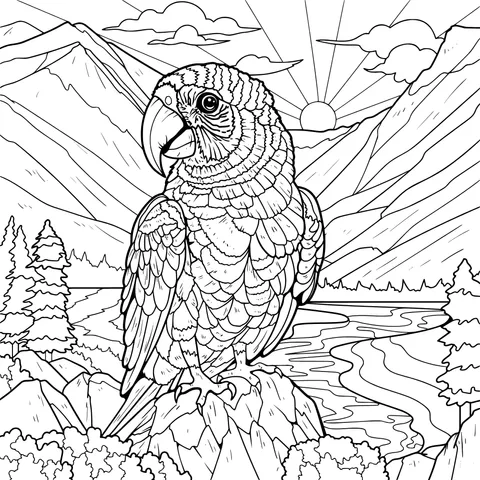 Colorful Parrot in the Mountains