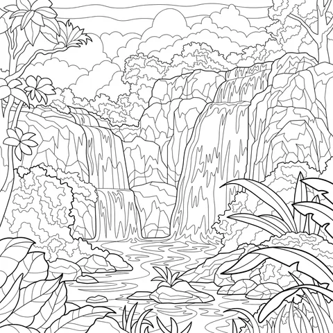 Dreamy Waterfall Landscape