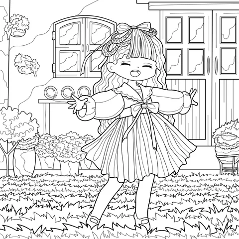 A Cheerful Girl in the Courtyard