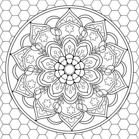 多彩花卉曼陀罗图案