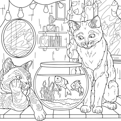 Two Cats and a Fishbowl