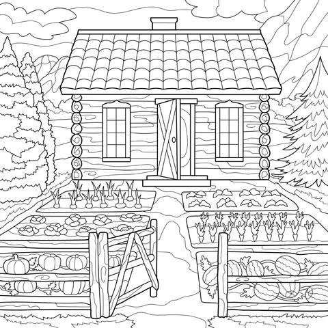 Vegetable Garden beside a Mountain Cabin