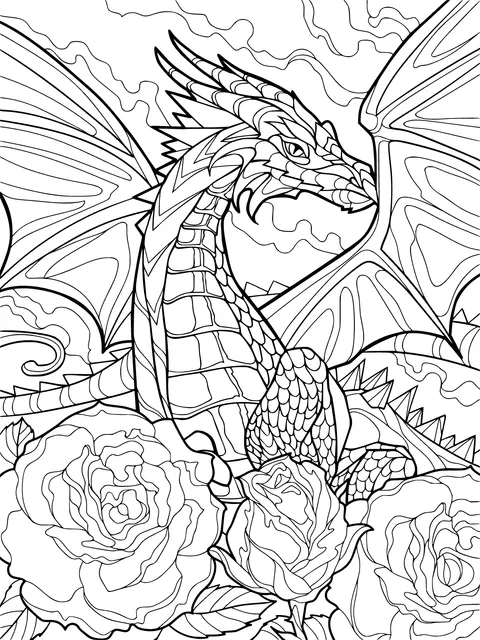 Blue Dragon among Flowers