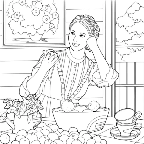 Lady holding a fruit